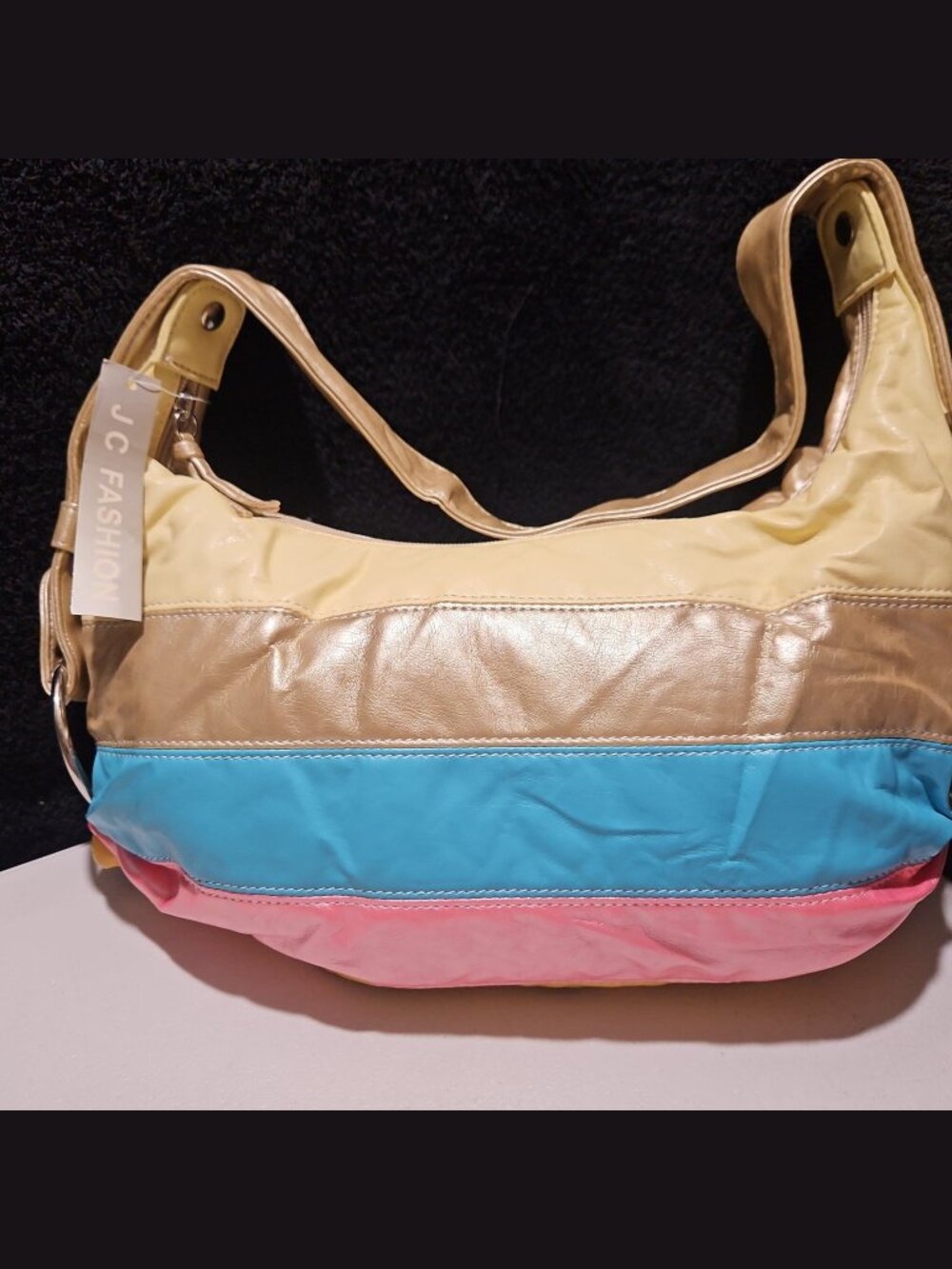 JC Fashion Pastel Striped Small Satchel NWT